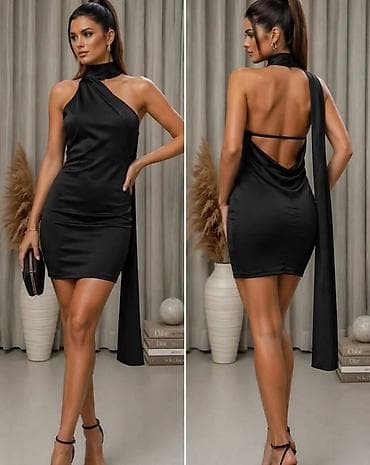 sipka za stvari: Elegantna mini haljina od satenskog materijala sa asimetričnim krojem — 1