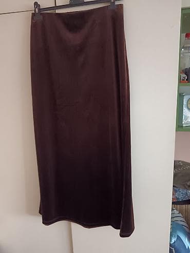p. s. fashion нови сад – слике: Braon suknja od somota – midi dužina - Model: ravna, blago A-kroja — 1
