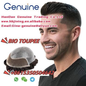 Perike i klipse: 100% Human Hair Replacement Men's Wig Toupee whatsapp — 1