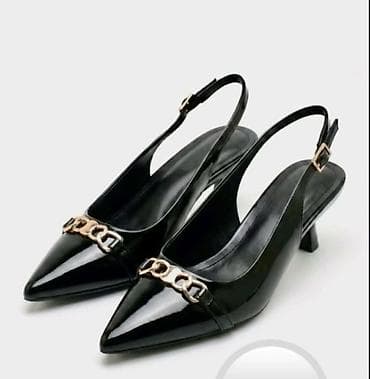 crne stikle na vezivanje: Elegantne ženske slingback cipele u crnoj boji, sa špicastim vrhom i — 1