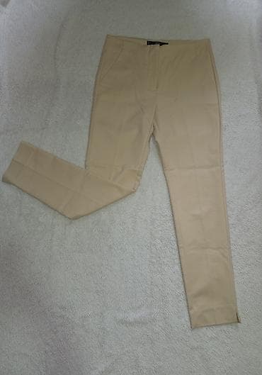 krem pantalone muske: MNG Basics ženske pantalone – bež - Model: ravne nogavice sa blagim — 1