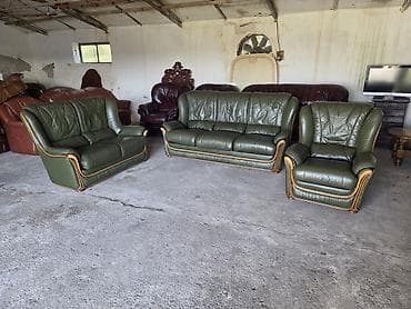 dekor platno za namestaj: Komplet kožne garniture za dnevnu sobu – 1 - Sastav: trosed, dvosed i — 2