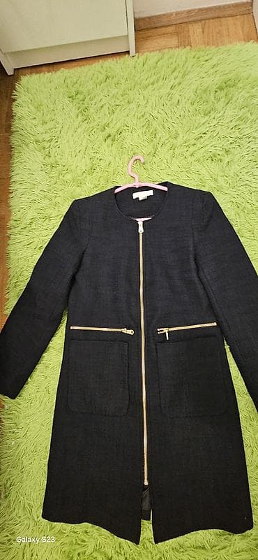 H&M ženski kaput/blejzer kaput kroja bez kragne, tamnoplave boje