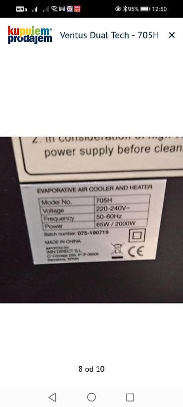 bife za pice forma ideale: Ventus Dual Tech – 705H mobilni klima/hladnjak vazduha - Višenamenski — 5