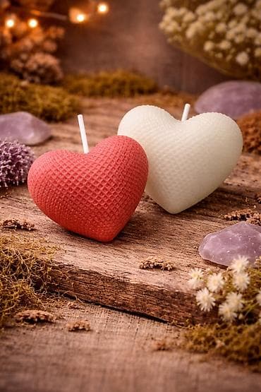 Sveće u obliku srca – dekorativni set - Dve sveće u obliku srca