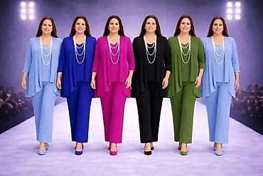 Elegantni ženski komplet (3 dela) – tunika, kardigan i pantalone -