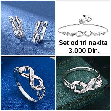 muški srebrni prsten: Elegantni posrebreni set od tri komada nakita sa žigom S925 od — 2