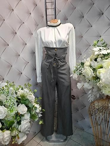 Ženska odeća: Ženske pantalone sa visokim strukom – prugasti model. Pantalone 3900 — 3