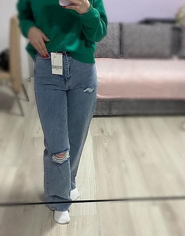 Farmerice – ravni kroj, visok - Model: široke nogavice / straight fit