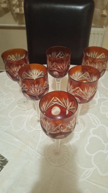 Drinking Glasses: Case 6/1 od rubin kristala NOVE za vino, rucni rad Ebeling Reuss — 4