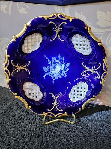 vinil ploce cena: Cinija kobalt cipkasti porcelan Pirkenhammer iz 90ih.godina. Ceska — 6