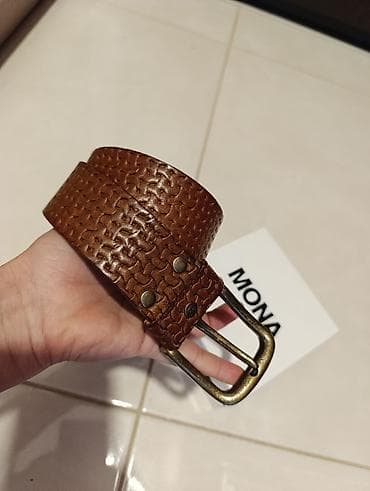 mona black friday: Mona kožni kaiš – braon, reljefni uzorak, masivna kopča - Materijal — 6