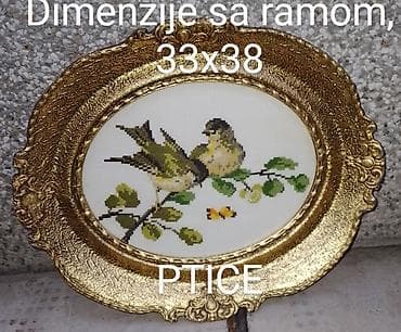 cigara na ulje: Ručni vez u dekorativnim zlatnim ovalnim ramovima – više motiva: - — 9