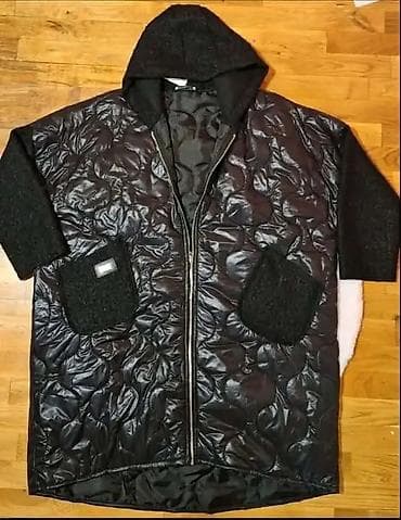 Crna ženska jakna/kaput sa kapuljačom,Prolećna jakna za punije dame na lalafo.rs Crna ženska jakna/kaput sa kapuljačom,Prolećna jakna za punije dame