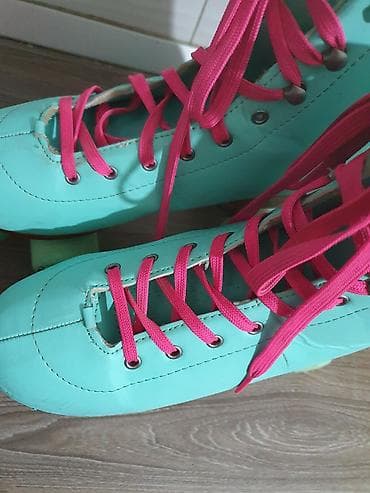 ski pantalone deca: Rolsule - Boja čizme: mint/tirkizna - Pertle: jarko roze - Visoka — 6