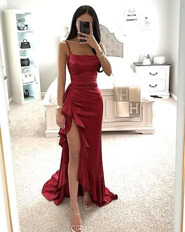 haljina 104: ❤️Prelepa Svečana duga haljina sa volanima i visokim prorezom Od S do — 1