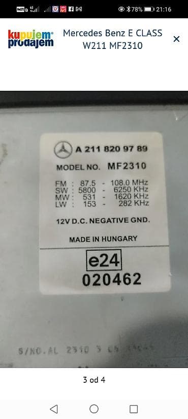 kabal za tv: Mercedes-Benz E-Class W211 audio/navigaciona jedinica – model MF2310 — 2