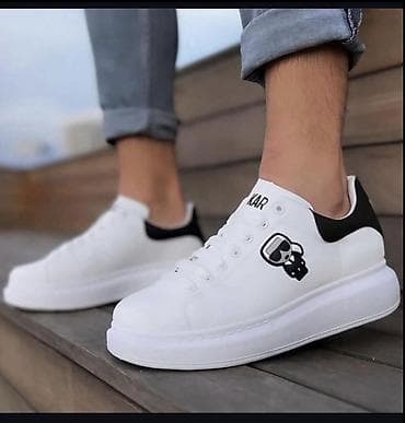 patike tom tailor: Muške patike – bele platforme sa crnim detaljima - Dizajn — 1