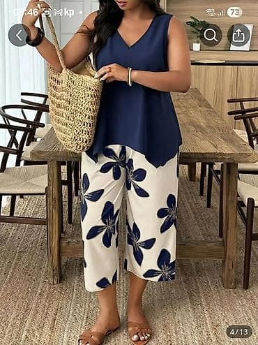 helanke 8: Ženski komplet – bez rukava bluza i kapri pantalone - Dizajn — 6