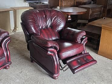 krevet trosed: Kožni garnitura – bordo - Sastav: trosed sa tri jastuka za sedenje + — 4