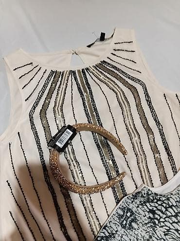 farmerke dsquared2: Ženski komplet – 3 topa + rajf - Elegantan krem bezrukavnik sa — 2