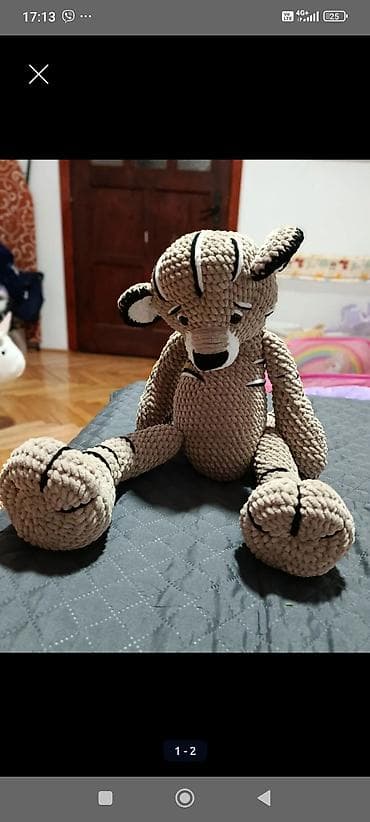 Plišana heklana igračka – tigrić - Ručno rađen tigrić od mekane