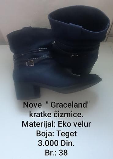 teget cipele na stiklu: Nove Graceland kratke ženske čizmice - Materijal: eko velur - Boja — 1