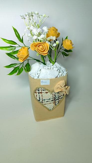 staklene vaze: Dekorativna aranžman vaza sa veštačkim cvećem - Elegantna pravougaona — 2