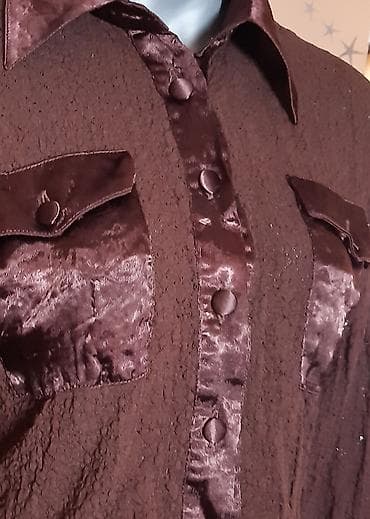 sat roelx: Braon ženska košulja/croptop sa satenskim detaljima - Materijal — 3