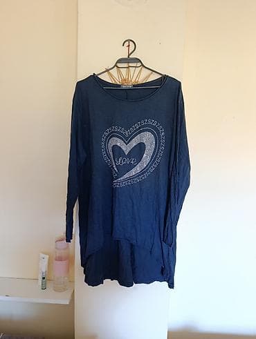 mint sako: Plava ženska tunika dugih rukava sa printom srca i natpisom “Love” — 1