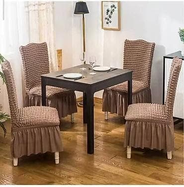 prekrivači jysk: Elastične navlake za trpezarijske stolice sa faltama - Dizajn: gornji — 2