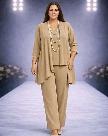 mini set parfema: Komplet za punije dame – tri dela (pantalone, top i lagani kardigan) — 3