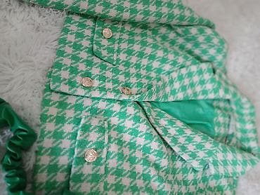 grubin usce: Zeleni komplet: ženski blejzer i mini torba - Blejzer od tkanog tvida — 2