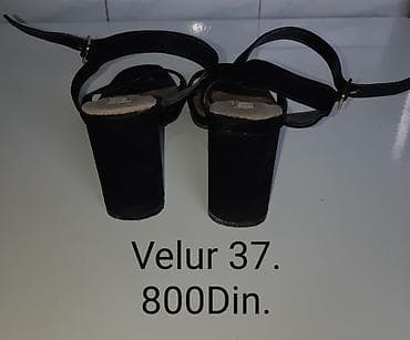 superga patike cena: Crne ženske sandale na blok štiklu, od velura. - Veličina: 37 - — 3