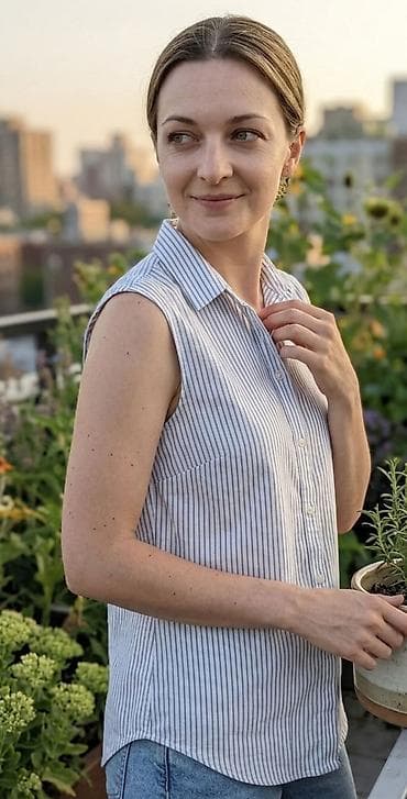 studio lady n: Ženska bezrukavna košulja na pruge - Klasican kragnasti model sa — 1