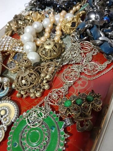 srebrne mindjuse sa cirkonima: Set: Ogrlica, Materijal: Mesing — 9