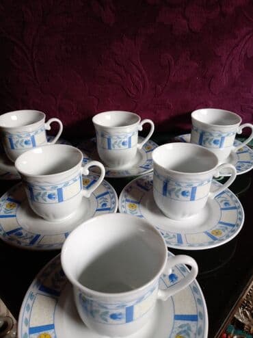 Kuhinjski setovi: Soljice nove za kafu,Donna,porcelanske. Komada. 6. Tacne. 12cm — 2