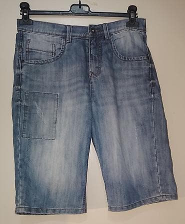 salonke kozne: Muške teksas bermude - Materijal: klasičan denim, svetlije ispran — 1