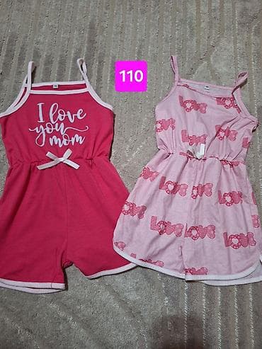 pletene kape za devojcice: Dečiji komplet letnjih kombinezona (2 komada), veličina 110 — 1