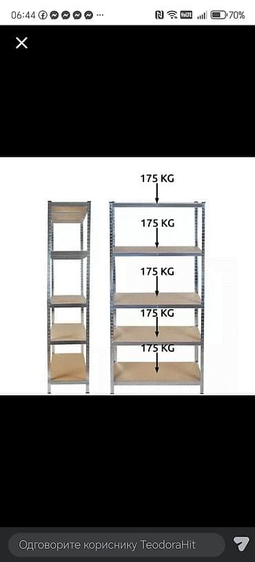 stalak za torbe: Metalna skladišna polica sa 5 nivoa - Dimenzije: visina 220 cm — 4