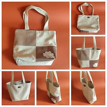Ručno šivena tote torba – patchwork dizajn u bež i braon tonovima