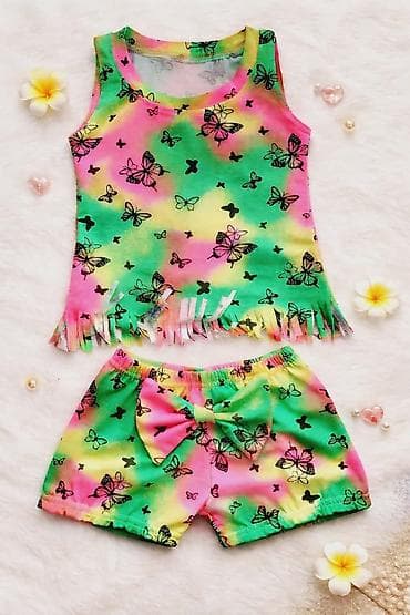 Dečiji komplet za devojčice majica bez rukava i šorts. Materijal