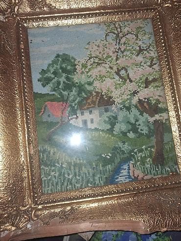 Ručni goblen – pejzaž sa seoskom kućom - Motiv: idilični pejzaž –