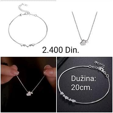 Posrebreni set nakita sa motivom srca,sa żigom S925. - Ogrlica sa