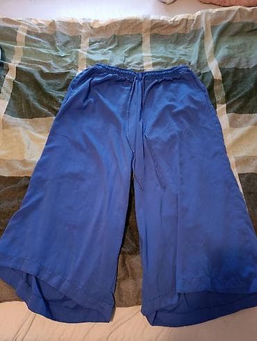 Plave široke pantalone/bermude do listova - Materijal: lagana, glatka