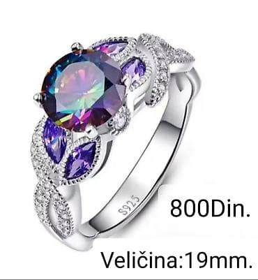 Posrebren prsten od hirurskog čelika sa žigom S925, veličina 19 mm -