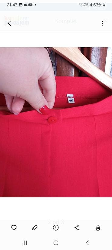 prsluk i pantalone komplet: Ženski komplet – pantalone i bluza/sako kratkih rukava u jarko crvenoj — 6