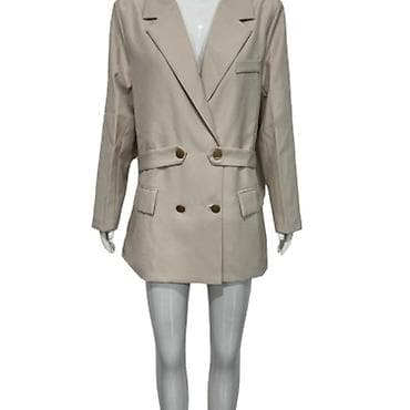 Women's Sweatshirts: Ženski elegantni blejzer sa pojasnim umecima i dvorednim kopčanjem. - — 6