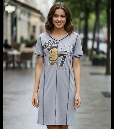 Dukserice: Ženska sportska haljina/tunika, siva boja. - Casual kroj do kolena — 1