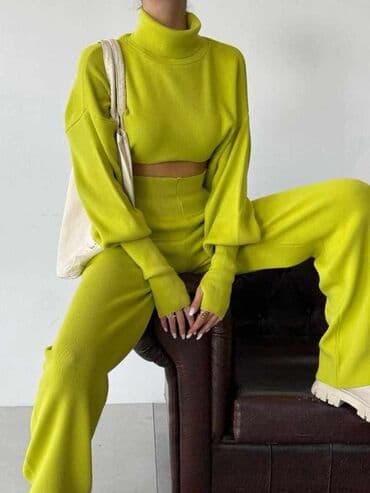 Women's Clothing: Zelena (sa slike) Crna Siva tamnija Svetlo siva Braon Kamel Komplet — 3